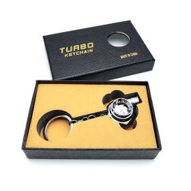 Automotive Turbine Keychain Metal Creative Luminous LED - Boxed bright silver