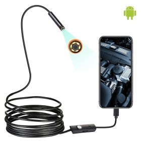 Endoscope Camera Waterproof IP67 Adjustable Soft Hard Wire 6 LEDS 7mm Automotive Endoscope Camera For Android USB Phone PC - 5.5mm-1m-hard Wire