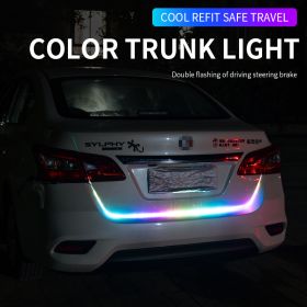 Car Rear Trunk Tail Light 120cm Colorful Dynamic Reverse Warning LED Strip 12v Auto Additional Brake Follow Turn Signal Lamp - 120cm colorful