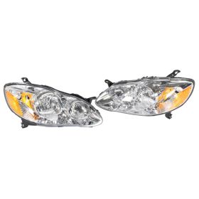 Headlight For 2003-2008 Toyota Corolla Chrome Housing Lamps Pair Left Right