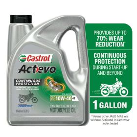 Castrol Actevo 4T 10W-40 Part Synthetic Motorcycle Oil, 1 Gallon