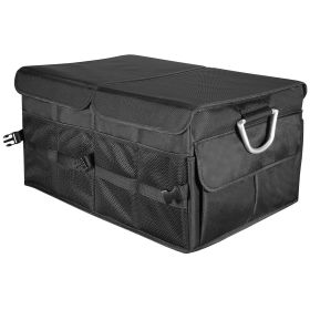 Car Trunk Organizer Collapsible Multi-Compartments Storage Cargo Box/ Cover Non slip Bottom