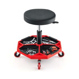 Shop Garage Adjustable Rolling Mechanic Stool with Tool Tray - Red & Black - Tools Stool