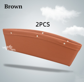 Car Organizer Box Caddy Catcher Leatherette Seat Gap Storage Bag (Option: Brown-2pc)