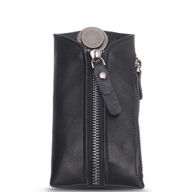 Leather car key bag (Color: Black)