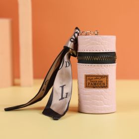 Creative Leatherette Cylinder Key Case (Option: Stone Pattern Pink)