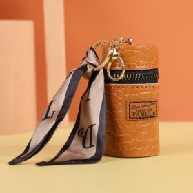 Creative Leatherette Cylinder Key Case (Option: Stone Pattern Orange)