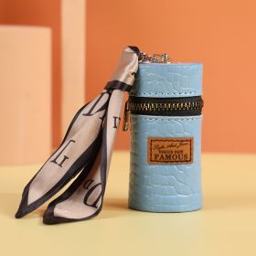 Creative Leatherette Cylinder Key Case (Option: Stone Pattern Sky Blue)