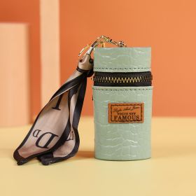 Creative Leatherette Cylinder Key Case (Option: Stone Pattern Light Green)