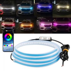 71'' RGB Car LED DRL Hood Light Engine Cover Strip Headlight Strip APP Control (Fitment: Universal)