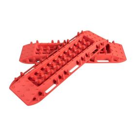 2 PCS 4WD Recovery Traction Tracks Mats (Color: Red, size: 42.5" x 13" x 2.5")