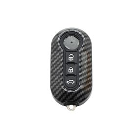 Fiat 500 Boyue Key Shell Carbon Fiber Look Remote Key Case (Color: Black)